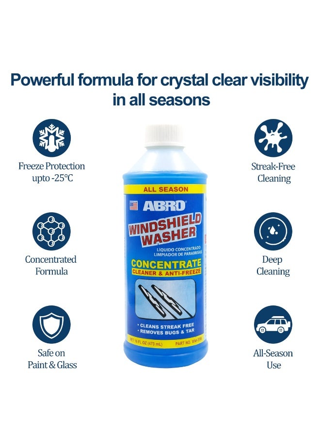 أبرو مجموعة كومبو من 4 قطع من سائل غسيل الزجاج الأمامي المركز من ABRO، منظف ومضاد للتجمد، 473 مل، سائل تنظيف زجاج خالٍ من الخطوط، يزيل الحشرات والغبار والقطران وبقايا الطريق، سائل غسيل لجميع الفصول - WW-516 - Image 5